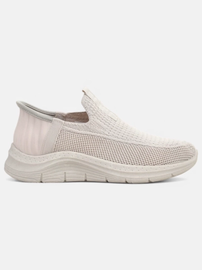 Aurelia Comfort Beżowe Slip On Damskie Buty z Tkaniny Na Płaskim Obcasie