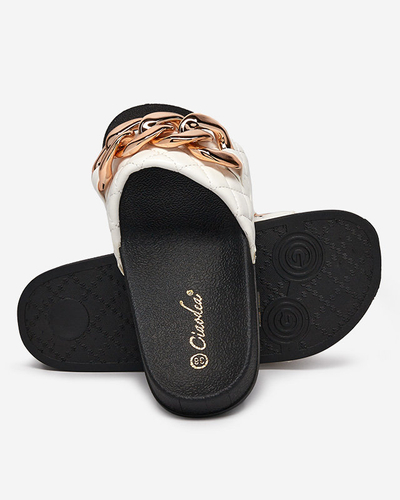 Женские белые тапочки с декором Lyrynn- Обувь