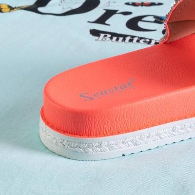 Оранжевые женские шлепанцы со стразами Sailor