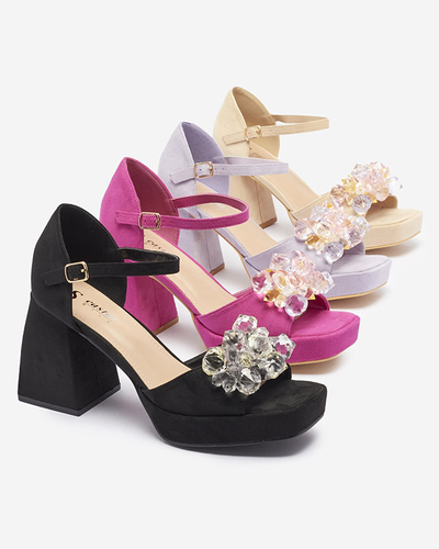 Juodi moteriški sandalai su kristalais Celidi - Avalynė