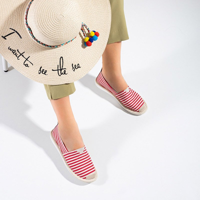 Красные женские эспадрильи в полоску Iniset