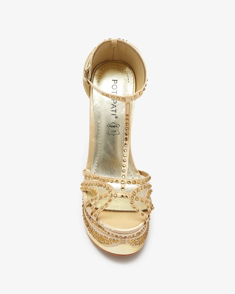 Золотые женские туфли с цирконами Nekko- Footwear