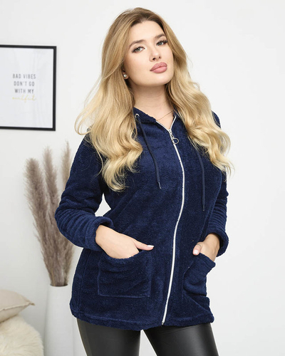 Moteriškas tamsiai mėlynas pliušinis gobtuvas - Drabužiai