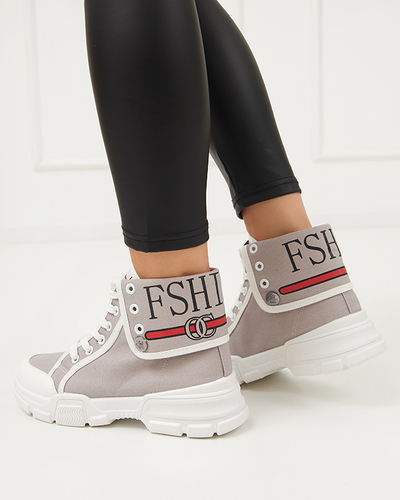 Серые женские высокие кеды Tenerika