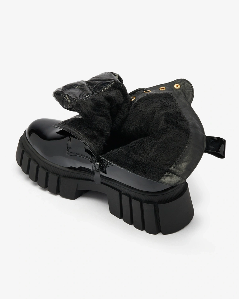 Royalfashion Женские лакированные черные сапоги Wefetto