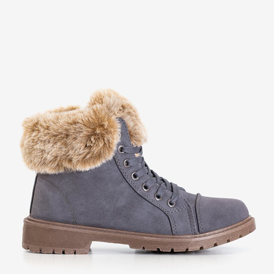 Tamsiai pilki moteriški batai su kailiu Zonevka - Avalynė