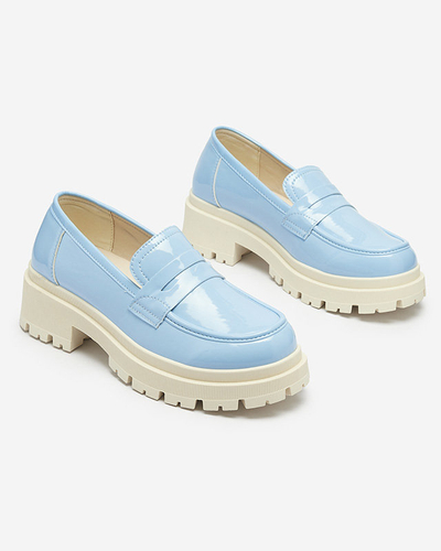 Royalfashion Синие лакированные мокасины для женщин Noppel