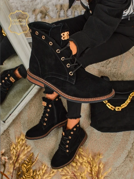 Auliniai batai moterims Aurelia Romano iš natūralios zomšos – rudi, su kailiuku