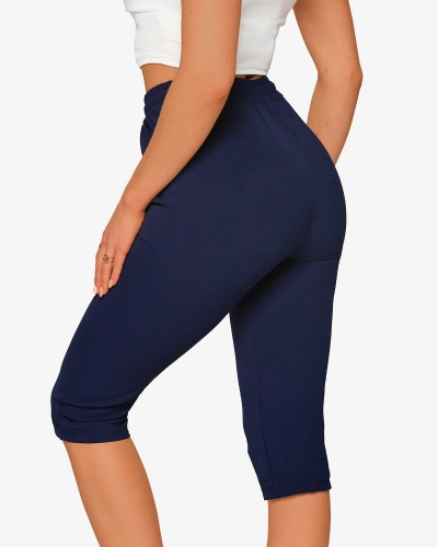 Женские темно-синие тканевые шорты длиной 3/4- Одежда