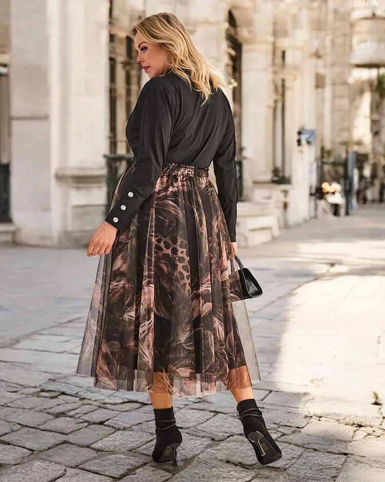 Женская двухслойная миди-юбка Royalfashion