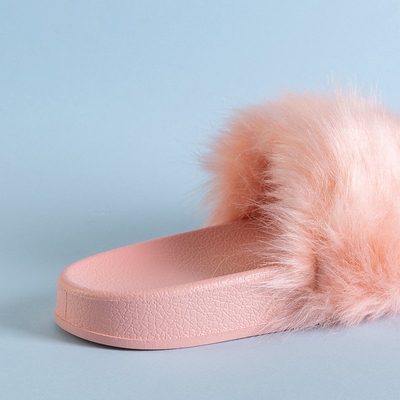 Светло-розовые женские шлепанцы с мехом Danita