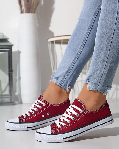 Bordowe trampki sznurowane Noenoes - Obuwie