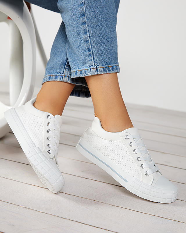 Balti moteriški sportbačiai pilka juostele Sols- Avalynė