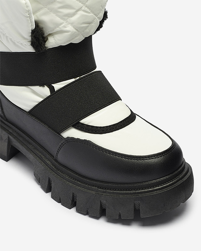 Женские сноубутсы на плоской подошве черно-белого цвета Ferory- Footwear