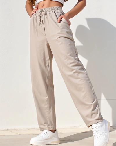 Royalfashion Moteriškos medvilninės tiesios kelnės