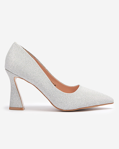 Sidabrinės spalvos moteriški brokato bateliai Bluskita - Avalynė