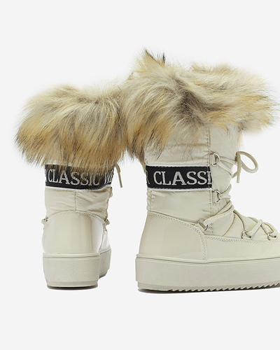 Бежевые детские ботинки-слипоны a'la snow boots with fur Asika - Обувь