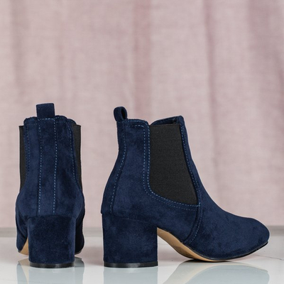 Granatowe botki na wyższym słupku Anabella - Obuwie