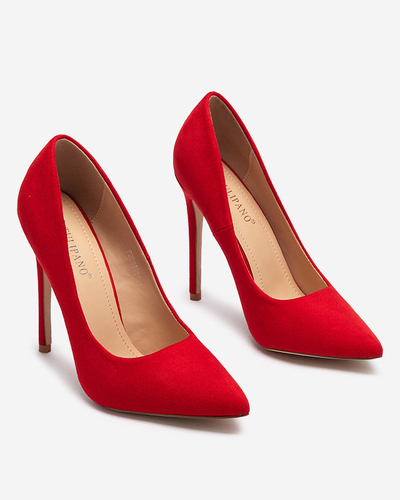 OUTLET Klasikiniai raudoni moteriški aukštakulniai smailianosiai bateliai Alpiex- Avalynė