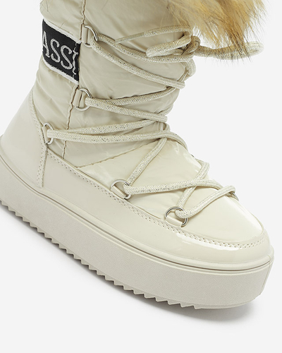 Бежевые детские ботинки-слипоны a'la snow boots with fur Asika - Обувь