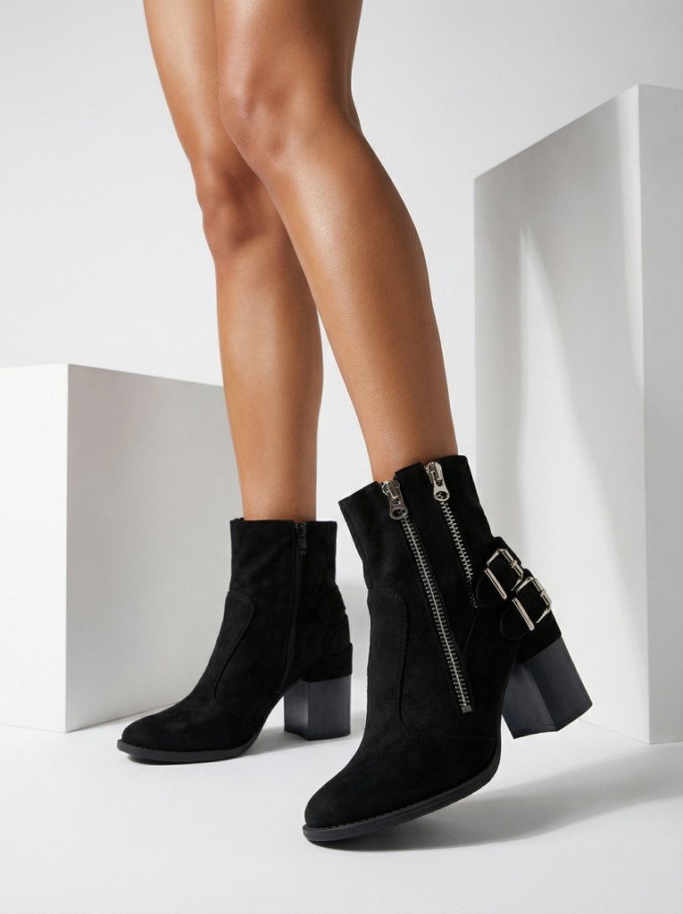 Royalfashion Moteriški juodi batai su puošyba Feirrgo