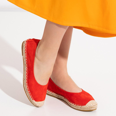 Moteriškos raudonos eko-zomšos espadrilės Silina- Batai