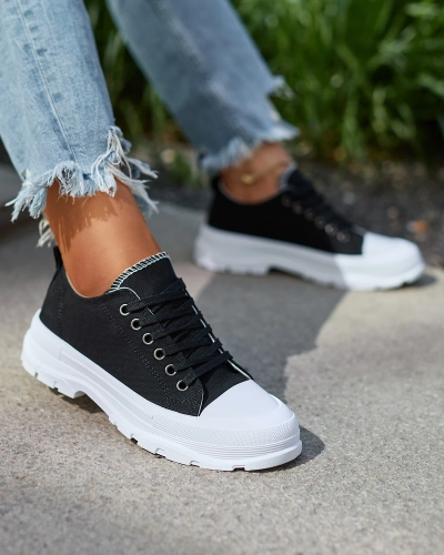 Royalfashion Черные женские кроссовки на высокой подошве Mytiko