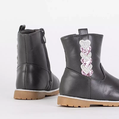 OUTLET Серые сапоги для девочек с декоративным верхом Nokimi-Shoes