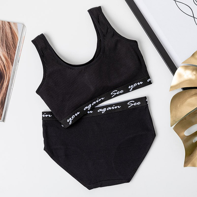 Juodas moteriškas sportinio apatinio trikotažo komplektas - Apatiniai