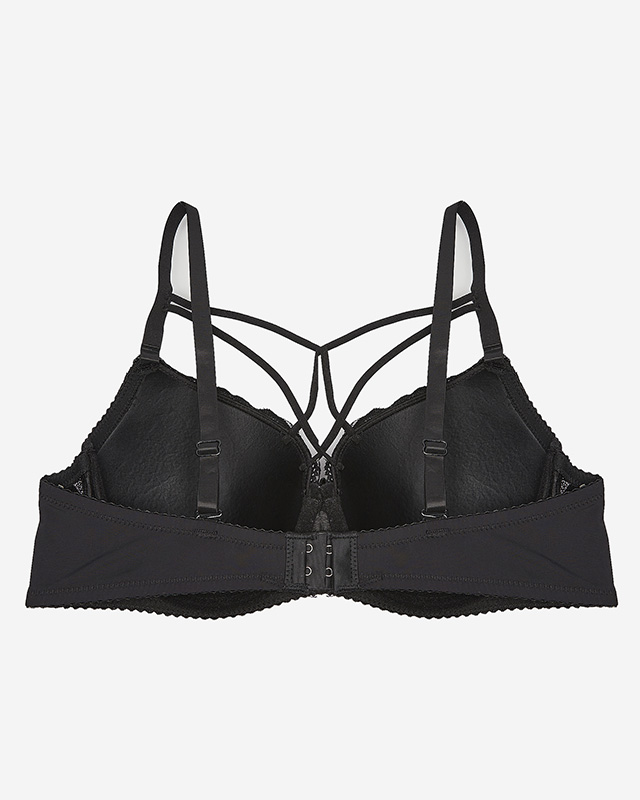 Черный женский бюстгальтер на косточках с бретелями - Нижнее белье