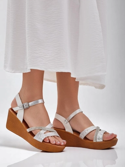 Royalfashion moteriški aukšti sandalai su kristalais ir blizgučiais Eclat