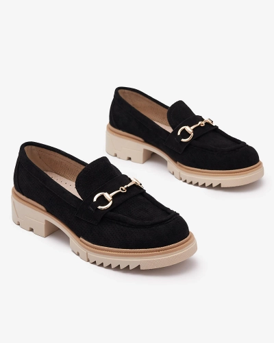 Juodi ažūriniai moteriški mokasinai su grandinėle Imerila - Avalynė