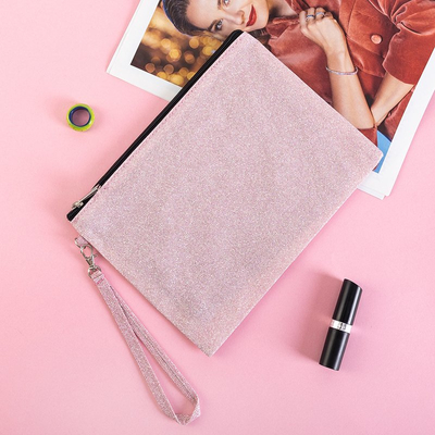 Rožinės spalvos blizgučių kosmetikos krepšys - Rankinės