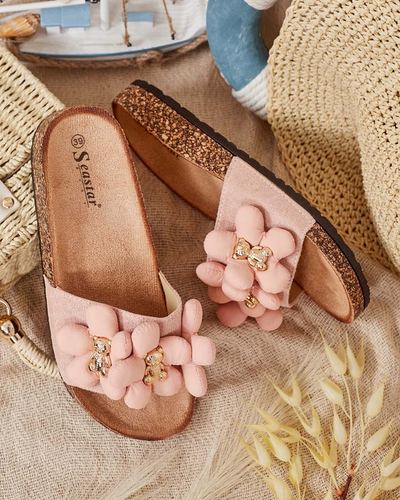 Royalfashion Женские шлепанцы с золотыми мишками и цветами Isaralle