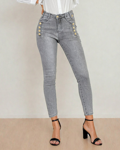 "Royalfashion" Moteriški džinsai su dekoratyvinėmis sagomis