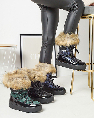 Черные женские лакированные сапоги-снегоступы Luccav- Footwear