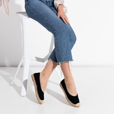 Moteriškos juodos eko-zomšos espadrilės Silina- Batai