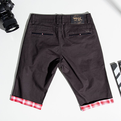 Темно-серые мужские шорты с бордовыми вставками