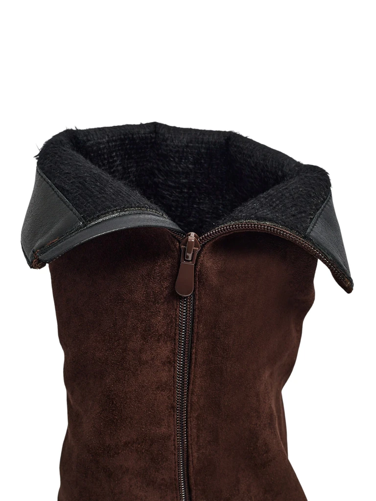 Moteriški eko zomšiniai ilgaauliai batai su aulu Ismara