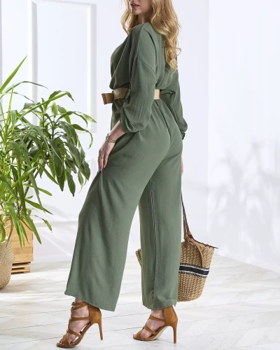 Tamsiai žalias ilgas moteriškas kombinezonas - Apranga