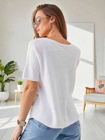 Royalfashion Plonas moteriškas megztinis trumpomis rankovėmis