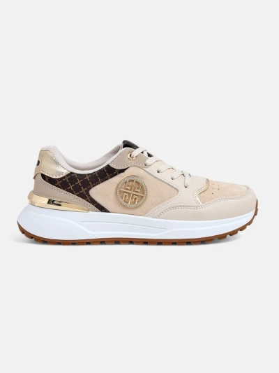 Calista Verona women's beige flat-heeled sneakers - eco leather 4 cm