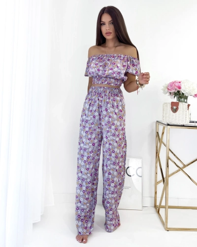 Royalfashion Фиолетовый женский цветочный комплект из двух частей