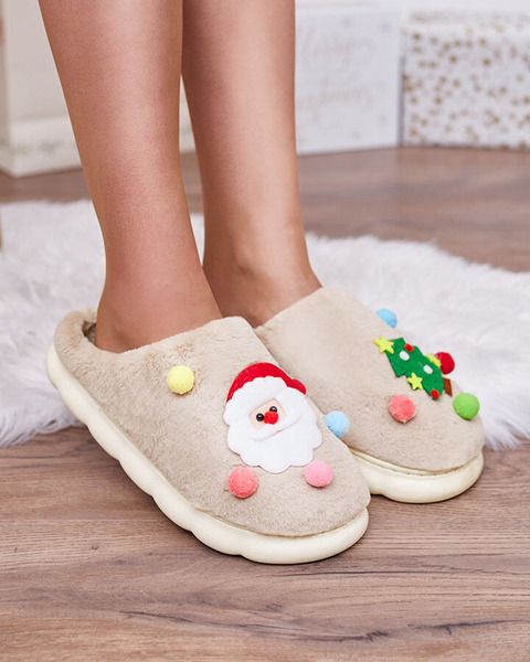 Royalfashion Kalėdinės šviesiai rudos spalvos moteriškos šlepetės Fertemse