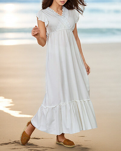 Royalfashion Moteriška ilga suknelė su nėriniais