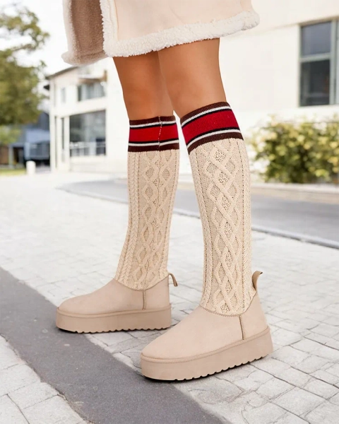 Royalfashion Moteriški sniego batai su kojinės panašiu stiebu Kokumi