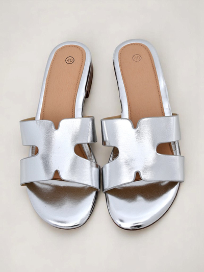 Royalfashion Женские шлепанцы на плоской подошве SilverEase