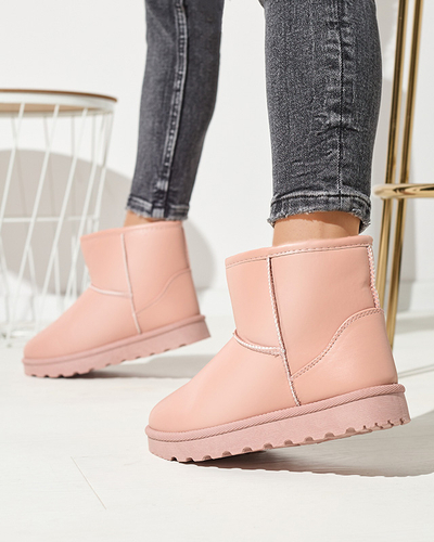 Женские утепленные снегоступы из экокожи розового цвета Defasca- Footwear