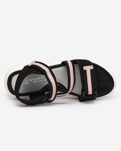 Juodos ir rožinės spalvos vaikiškos basutės užsegamos Velcro Modis - Shoes