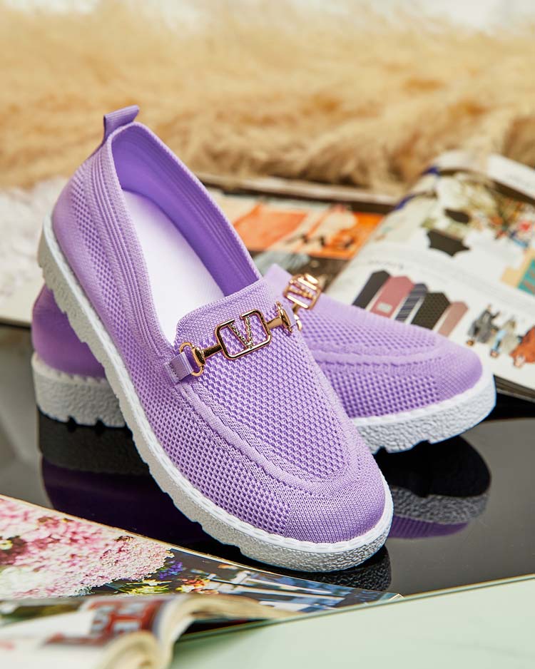 Royalfashion Женские тканевые мокасины с золотым украшением Erticae